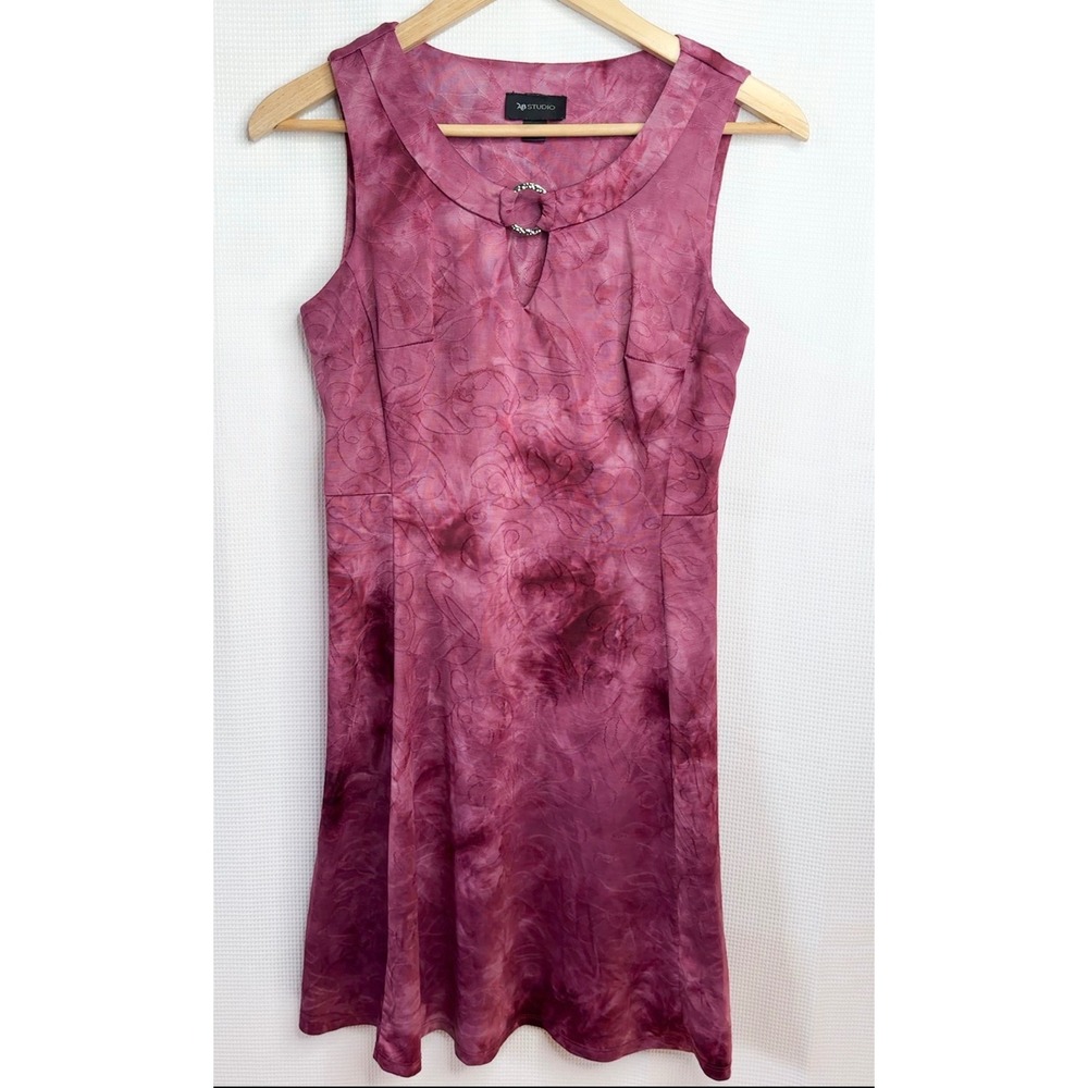 Pink Tie Dye Embroidered Keyhole Ring Sheath Dress Coquette Whimsical Corpcore